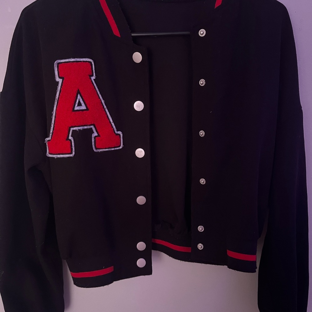 SHEIN Black and Red Varsity Jacket